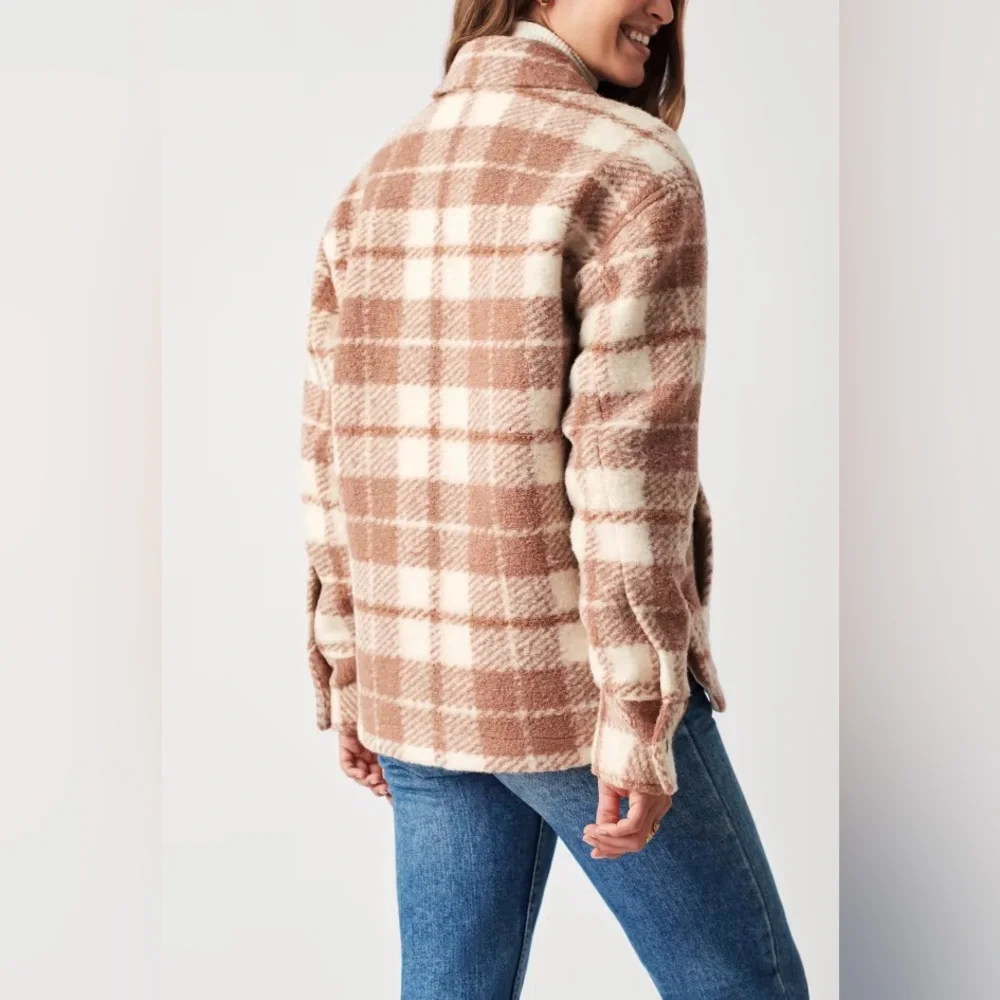 Faherty Collins Rose Plaid Fieldstorm Blanket Shirt Jacket Size XS X-small - Picture 7 of 9